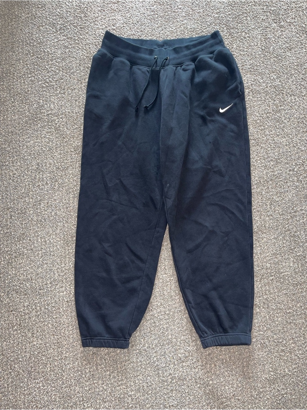 Oversized Nike Black Jogger Sweatpants with White Swoosh